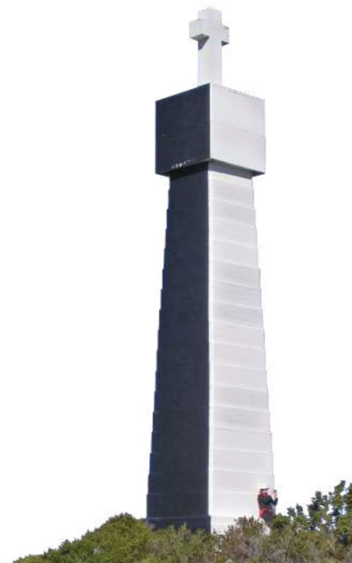 Dias Monument was built to commemorate the 1488 rounding of the Cape which doubles up as a navigational positioning beacon. On viewing the monument, you will note that the two sea-facing sides are painted black - this is to make it more visible against the skyline.