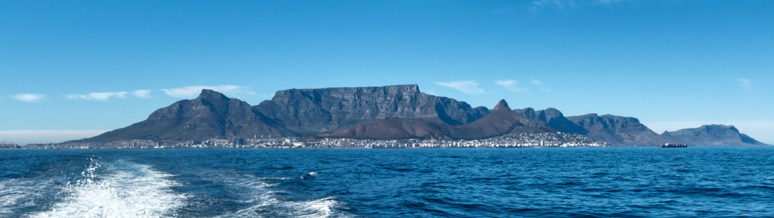 Table Mountain viewed from the ferry boat enroute to Robben Island